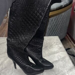 Versace Black Quilted Heeled Boots